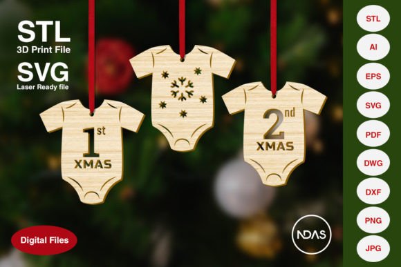 Baby Romper Christmas Ornament Bundle: Winter Amp Visuals