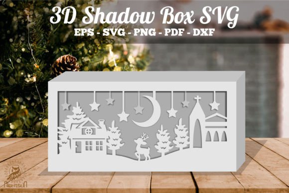 Christmas Night Scene Shadow Box SVG for Holiday Branding