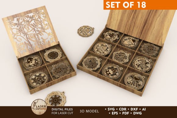 CHRISTMAS ORNAMENTS with BOX, Home Decor for Winter Amp