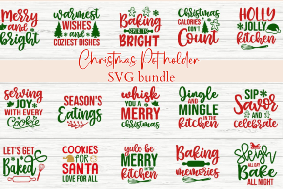 Christmas Oven Mitt Pot Holder Svg Bundl for Winter Amp