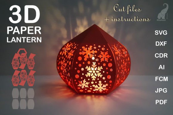 Christmas Paper Lantern with Snowflakes for Holiday Branding