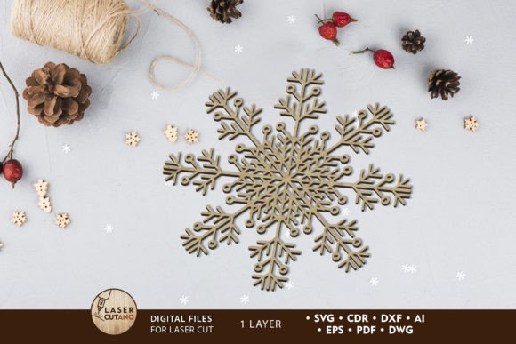 Christmas Snowflake Ornament, Onelayered for Winter Amp