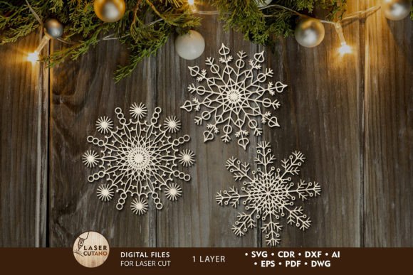 Christmas Snowflakes SET, Decoration for Winter Amp Publishing