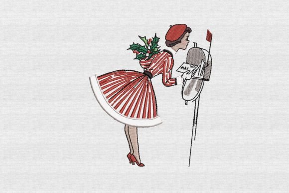 Christmas Vintage Lady Mail Fringe for Seasonal Branding