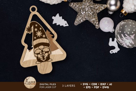 Gnome Art Ornament, Christmas Decor for Winter Amp