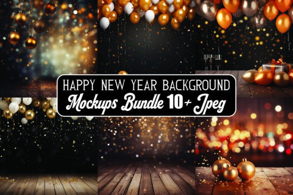 Happy New Year Backgrounds Mockup Bundle for Christmas Amp