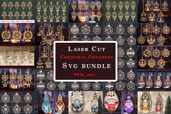 Laser Cut Christmas Ornament Svg Bundle for Winter Amp