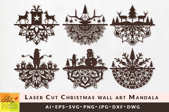 Laser Cut Christmas Wall Art SVG Set for Winter Amp