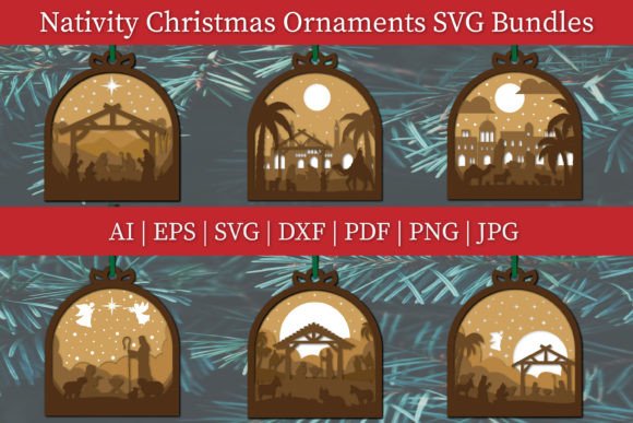 Nativity Christmas Ornaments SVG Bundles for Holiday Branding
