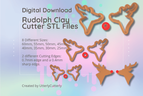 Rudolph 1 Clay Cutter - Christmas STL Di for Tools