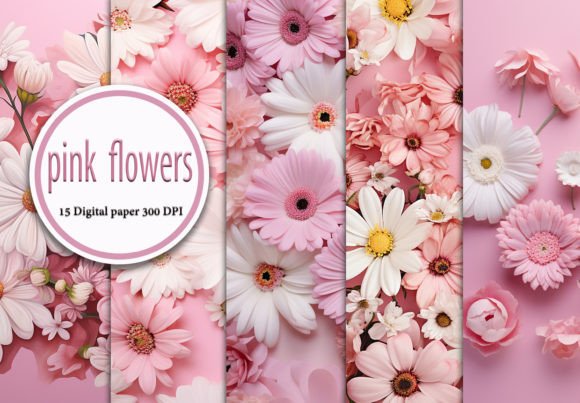 Several White and Pink Flowers for Modern Backgrounds