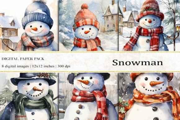 Snowman Digital Papers for Modern Backgrounds