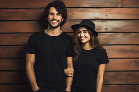 Valentine Couple Black T-Shirt Mockup for T-Shirts